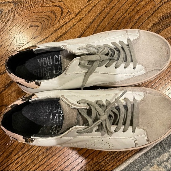 P448 Cheetah White Sneakers with Suede Upper Low-Top Design and Rubber Sole - Picture 4 of 4